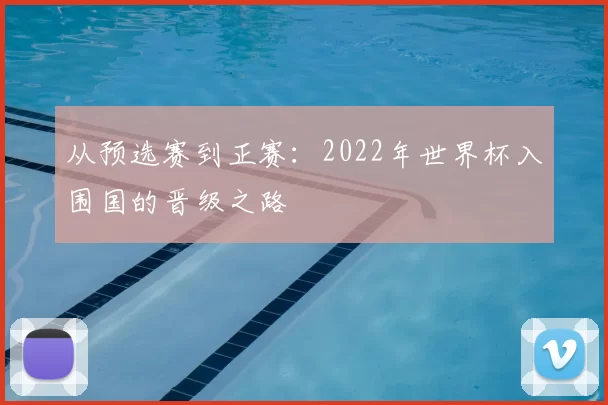 从预选赛到正赛：2022年世界杯入围国的晋级之路